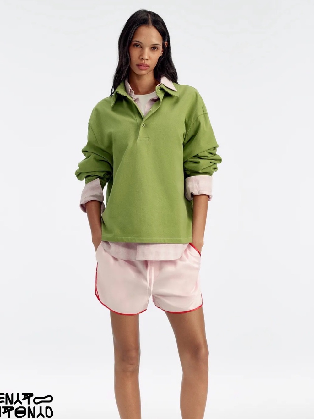 NWT Benito Antonio Zara - Pink Contrast-Trim Satin Shorts